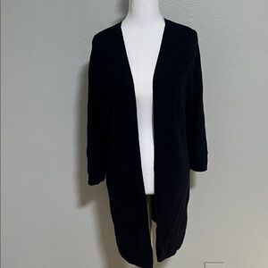 Talbots Navy Open-Front Long Cardigan